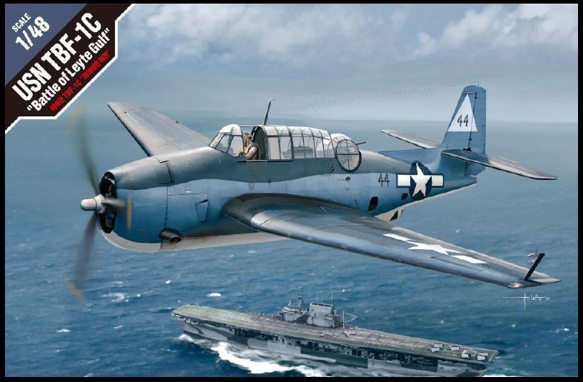 Academy 1/48 Scale USN TBF-1C \"Battle of Leyte Gulf\" Model Kit - Click Image to Close