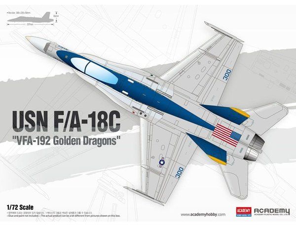 Academy 1/72 Scale USN F/A-18C VFA-192 Golden Dragons Model Kit - Click Image to Close