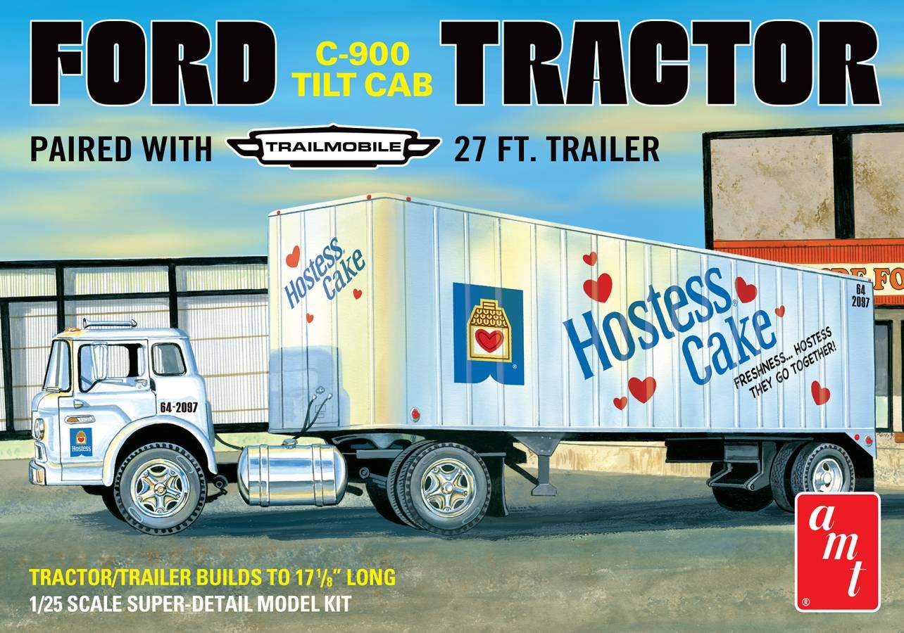 AMT 1/25 Scale Ford C600 Hostess Truck w/ Trailer Model Kit