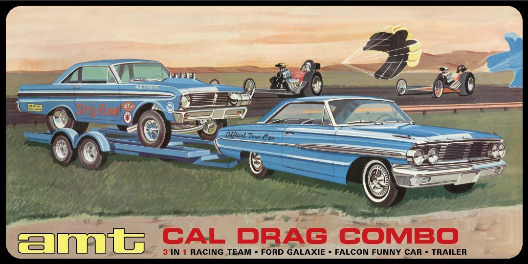 AMT 1/25 Scale Cal Drag Combo - 1964 Galaxie; AWB Falcon & Trail
