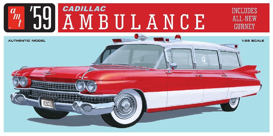 AMT 1/25 1959 Cadillac Ambulance With Gurney Model Kit