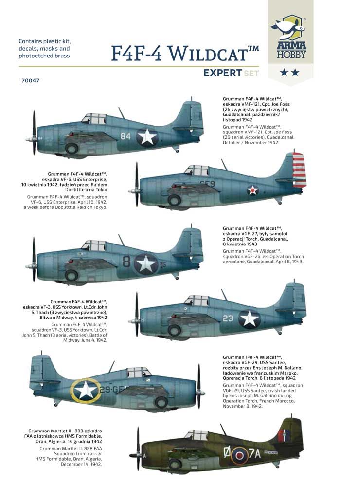 Arma Hobby 1/72 Scale F4F-4 Wildcat Expert Set Model Kit