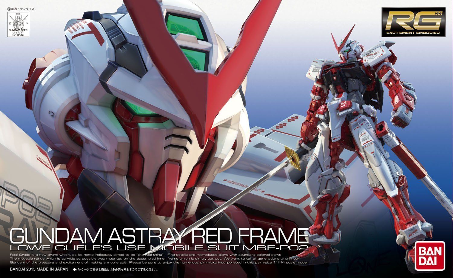 Bandai 1/144 Scale RG MBF-P02 Gundam Astray Red Frame Model Kit