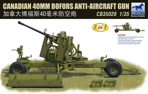 Bronco 1/35 Scale Cdn 40MM BOFORS Anti-Aircraft Gun Model Kit
