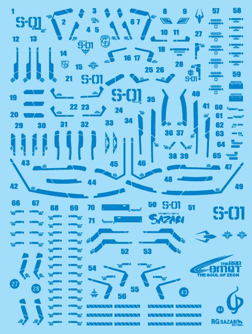 Delpi Decal RG Sazabi Blue Holo Water Decal