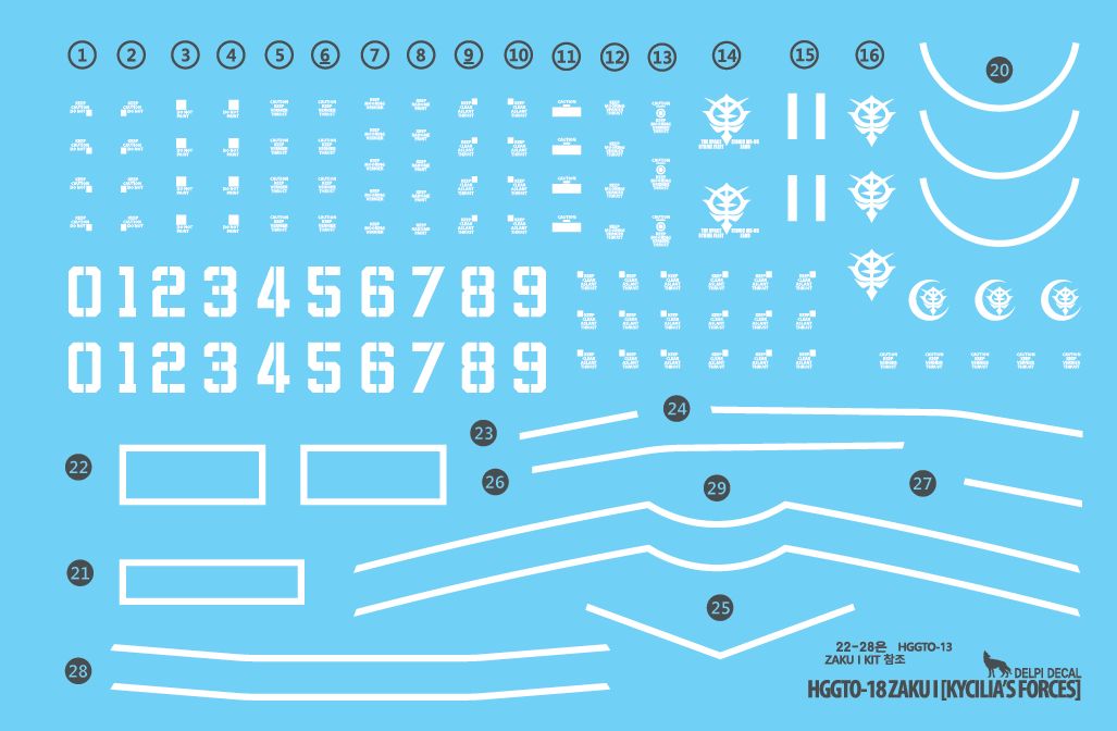 Delpi Decal HG Origin Zaku I Kycilia\'s Force Luminous Water Dec