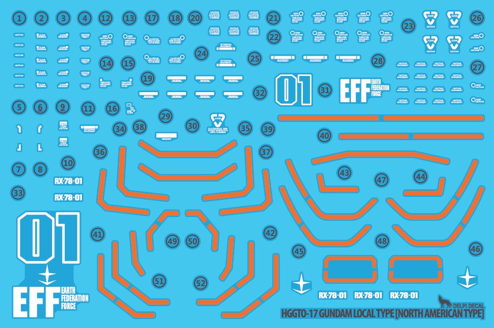 Delpi Decal HG Origin Gundam Local Type [North American] Water D