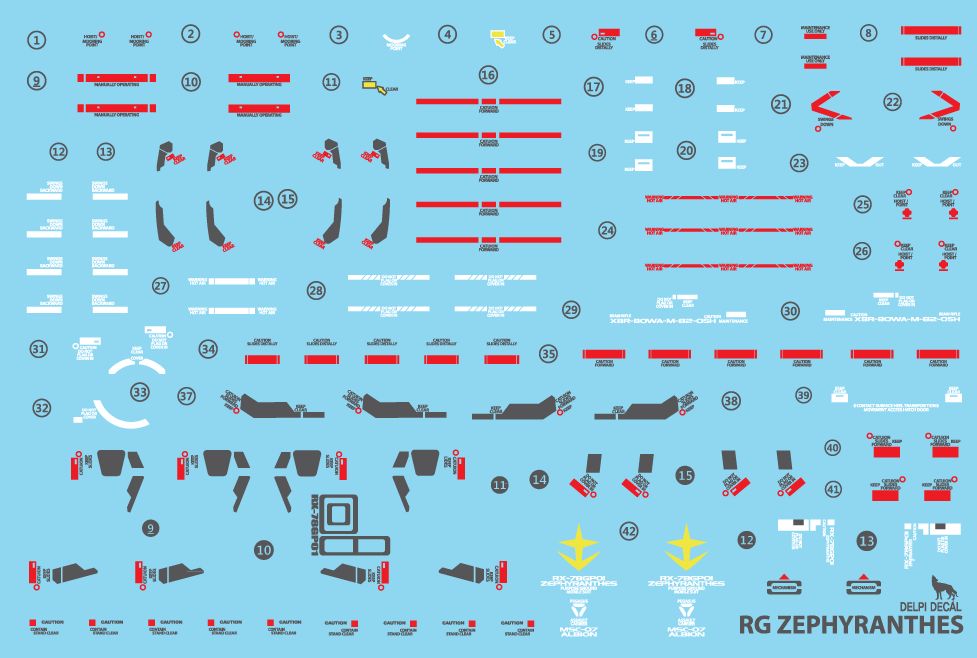 RG RX-78GP01 Zephyranthes WATER DECAL