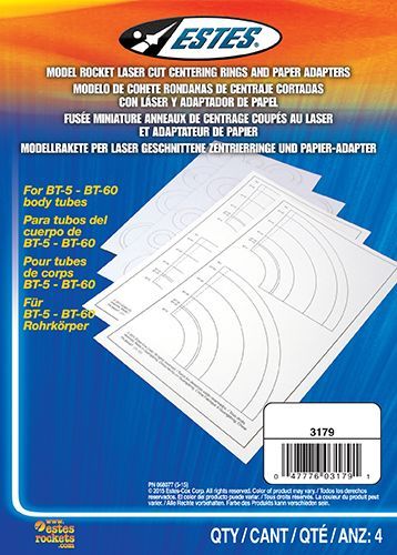 Estes Rockets Laser Cut Centering Rings and Paper Adapters