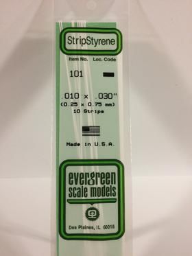 Evergreen Plastics 101 Strip .010X.030\" (10)