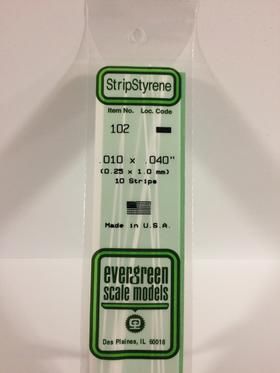 Evergreen Plastics 102 Strip .010X.040\" (10)