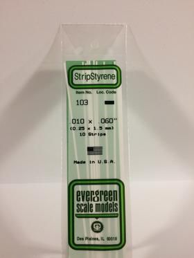 Evergreen Plastics 103 Strip .010X.060\" (10)