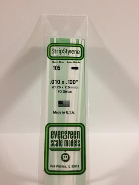 Evergreen Plastics 105 Strip .010X.100\" (10)