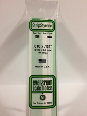 Evergreen Plastics 106 Strip .010X.125\" (10)