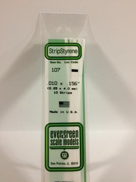 Evergreen Plastics 107 Strip .010X.156\" (10)