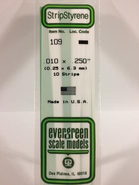 Evergreen Plastics 109 Strip .010X.025\" (10)