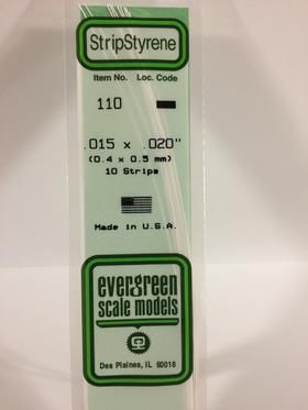 Evergreen Plastics 110 Strip .015X.020\" (10)
