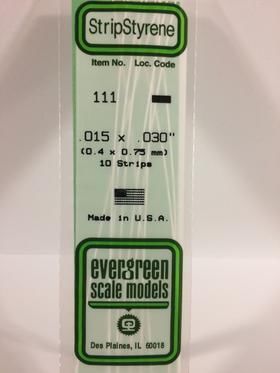Evergreen Plastics 111 Strip .015X.030\" (10)