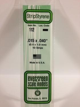 Evergreen Plastics 112 Strip .015X.040\" (10)