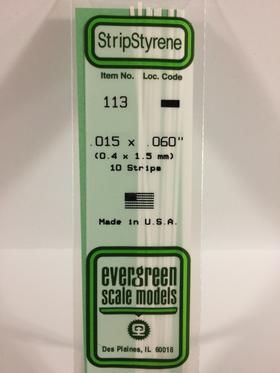 Evergreen Plastics 113 Strip .015X.060\" (10)