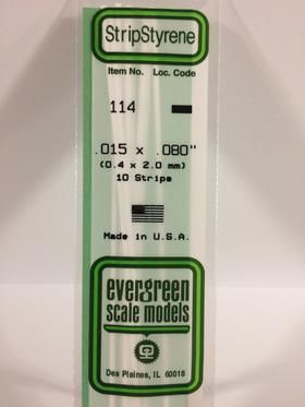 Evergreen Plastics 114 Strip .015X.080\" (10)