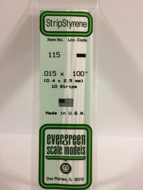 Evergreen Plastics 115 Strip .015X.100\" (10)