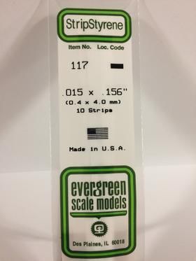 Evergreen Plastics 117 Strip .015X.156\" (10) - Click Image to Close