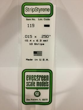 Evergreen Plastics 119 Strip .015X.250\" (10)