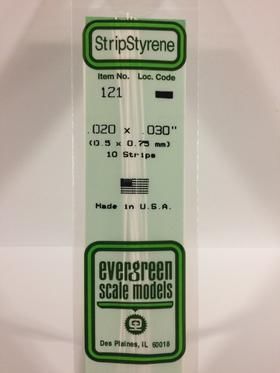 Evergreen Plastics 121 Strip .020X.030\" (10)