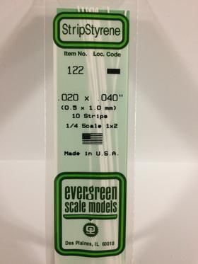 Evergreen Plastics 122 Strip .020X.040\" (10) - Click Image to Close