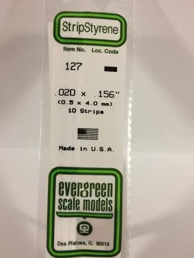 Evergreen Plastics 127 Strip .020X.156\" (10) - Click Image to Close