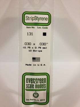 Evergreen Plastics 131 Strip .030X.030\" (10) - Click Image to Close