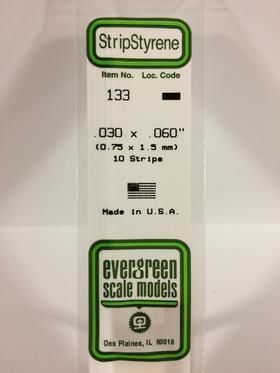 Evergreen Plastics 133 Strip .030X.060\" (10)