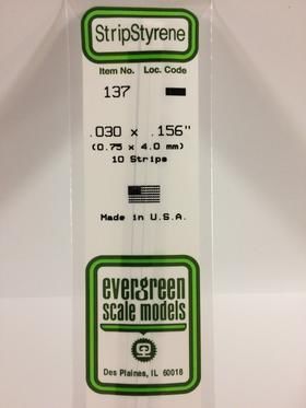 Evergreen Plastics 137 Strip .030X.156\" (10)