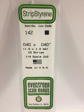 Evergreen Plastics 142 Strip .040X.040\" (10) - Click Image to Close