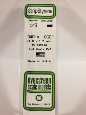 Evergreen Plastics 143 Strip .040X.060\" (10) - Click Image to Close