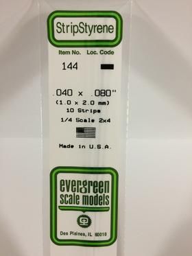 Evergreen Plastics 144 Strip .040X.080\" (10) - Click Image to Close