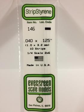 Evergreen Plastics 146 Strip .040X.125\" (10) - Click Image to Close