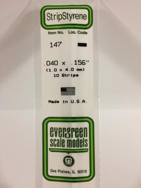 Evergreen Plastics 147 Strip .040X.156\" (10) - Click Image to Close