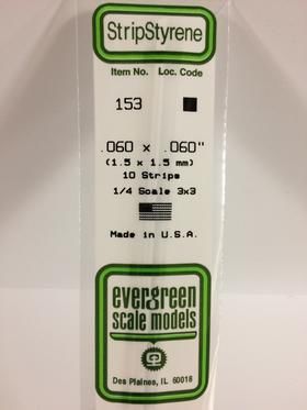 Evergreen Plastics 153 Strip .060X.060\" (10)