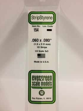 Evergreen Plastics 154 Strip .060X.080\" (10)