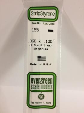 Evergreen Plastics 155 Strip .060X.100\" (10)