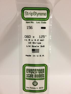 Evergreen Plastics 156 Strip .060X.125\" (10) - Click Image to Close