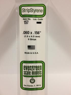 Evergreen Plastics 157 Strip .060X.156\" (9)