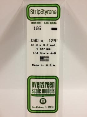 Evergreen Plastics 166 Strip .080X.125\" (8) - Click Image to Close