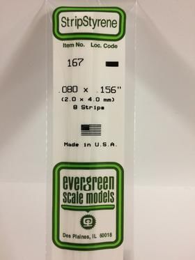 Evergreen Plastics 167 Strip .080X.156\" (8) - Click Image to Close