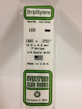 Evergreen Plastics 169 Strip .080X.250\" (7) - Click Image to Close