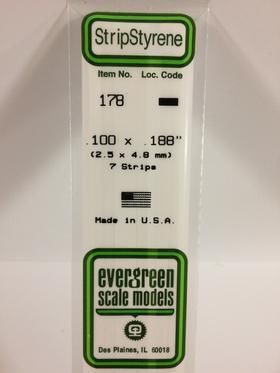 Evergreen Plastics 178 Strip .100X.188\" (7) - Click Image to Close