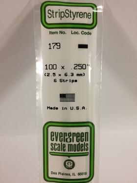 Evergreen Plastics 179 Strip .100X.250\" (6) - Click Image to Close