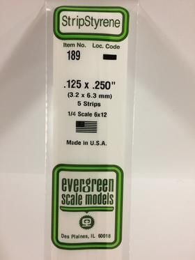 Evergreen Plastics 189 Strip .125X.250\" (5) - Click Image to Close